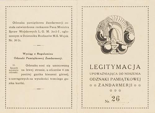 Polish pre-war documents for badges (legitymacja) thread