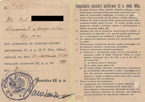 Polish pre-war documents for badges (legitymacja) thread