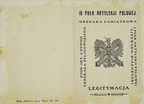 Polish pre-war documents for badges (legitymacja) thread