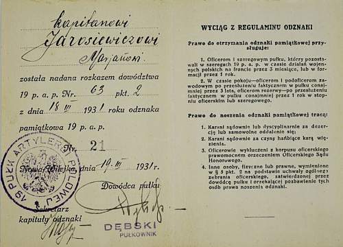 Polish pre-war documents for badges (legitymacja) thread