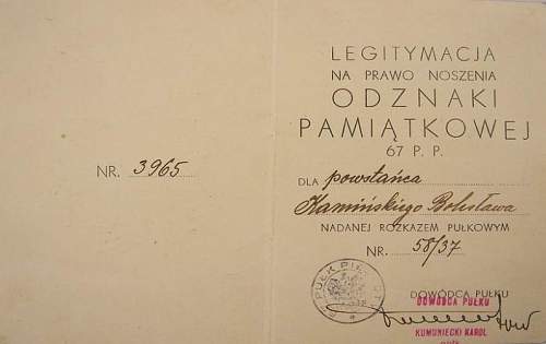 Polish pre-war documents for badges (legitymacja) thread