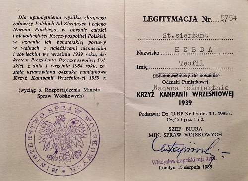 Polish pre-war documents for badges (legitymacja) thread