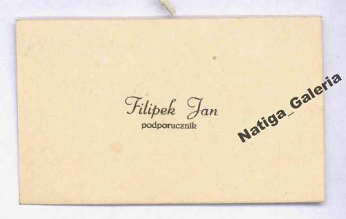 Podporuznik Jan Filipek's calling card  (later promoted to Kapitan murdered at Katyn)