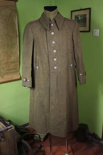 Wz.36 Polish NCO's Greatcoat with interesting red pre-war dated ink stampings - 100% original pre-war ?