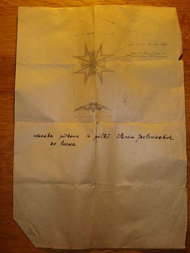 Odd WWI Polish Lancer Badge with design papers