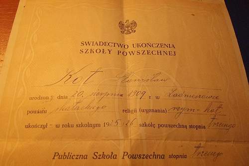 Pre-War Polish Army Officer's three bar Krzy&#380; Walecznych 1920, identity booklet, medal award certificates and school certificate (research needed), 100% original pre war  ?