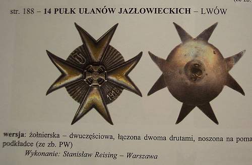 Odd WWI Polish Lancer Badge with design papers