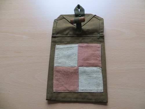 Prewar Polish Airforce Radio Operator Khaki map pouch ? signed K Kirjacki,Crowned Eagle stamp  X, Z, one  in each wing 1937, Checkerboard Airforce emblem 100% original prewar,please ?