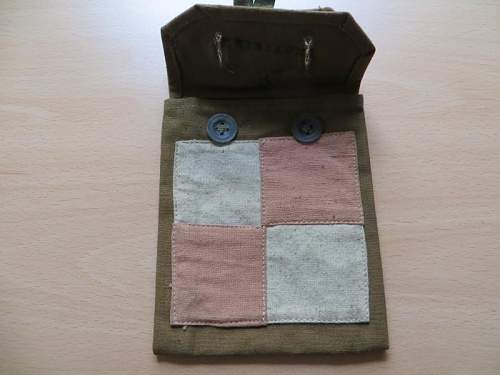 Prewar Polish Airforce Radio Operator Khaki map pouch ? signed K Kirjacki,Crowned Eagle stamp  X, Z, one  in each wing 1937, Checkerboard Airforce emblem 100% original prewar,please ?