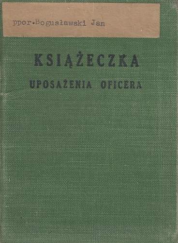 Kziazeczka Uposazenia Oficera - Officers Record of Service - PPOR Jan Boguslawski