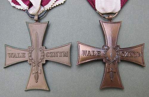 Cross of Valour (Krzyz Walecznych) - Exile Types