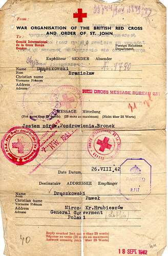 Polish Medals, documents &amp; Red Cross Letter