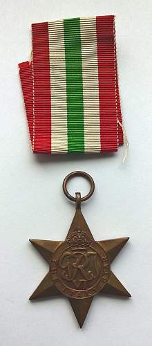 Monte Cassino cross &amp; award plus group - uniform patches, Italy Star, 1939-1945 Star, Defence Medal