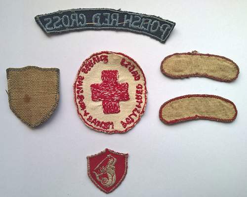 Monte Cassino cross &amp; award plus group - uniform patches, Italy Star, 1939-1945 Star, Defence Medal