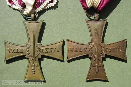 Cross of Valour (Krzyz Walecznych) - Exile Types