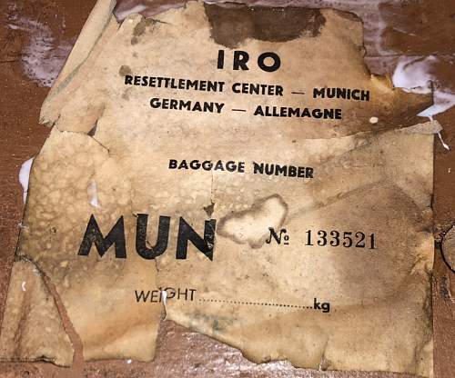 This man was liberated from a Concentration Camp in Germany and through the IRO brought him to a new home in Hartford Connecticut. He had 3 trunks this was the biggest, most well made