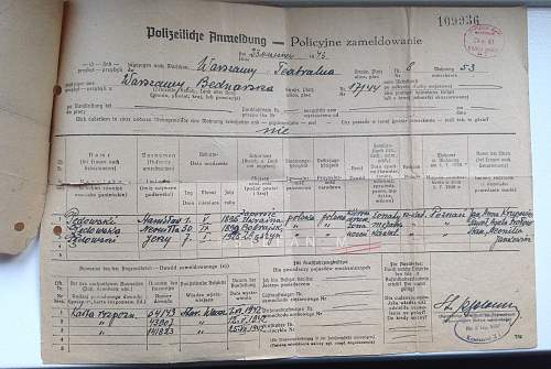 Transport document 06.09.1944  &quot;refugee&quot; from Pruszków