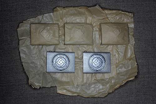 x5 Police belt buckles mint condition in tissue paper &quot;Gebrüder Gloerfeld, Lüdenscheid&quot;