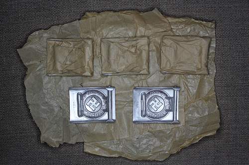 x5 Police belt buckles mint condition in tissue paper &quot;Gebrüder Gloerfeld, Lüdenscheid&quot;