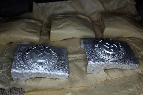 x5 Police belt buckles mint condition in tissue paper &quot;Gebrüder Gloerfeld, Lüdenscheid&quot;