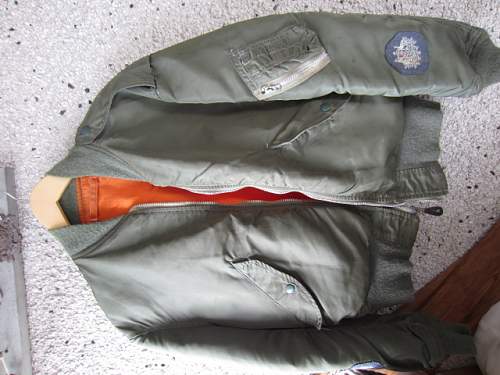 MA-1 bomber jacket with and explanation paper in the pocket