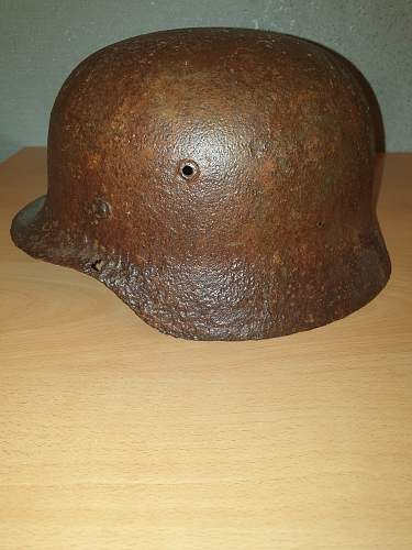 M35 3-tone normandy camouflage helmet.