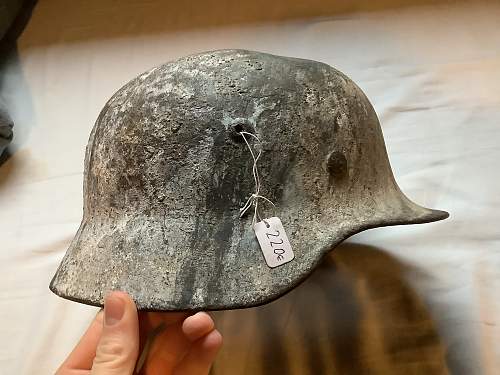 Battledamaged Snow Camo relic helmet m35