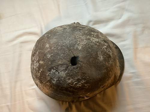 Battledamaged Snow Camo relic helmet m35