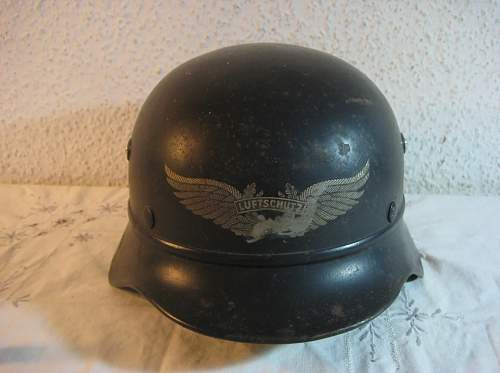 M40 Luftschutz Helmet, original or fake decal?