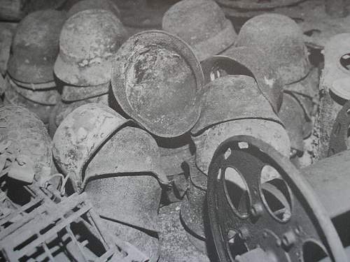 German helmets sealed up in a german tunnel in Jersey, Channel Islands.