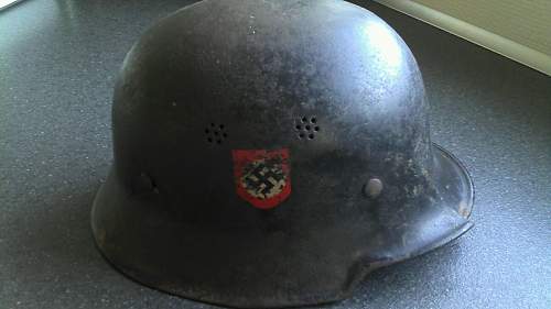 M34 Feuerschutzpolizei helmet - big A stamp?