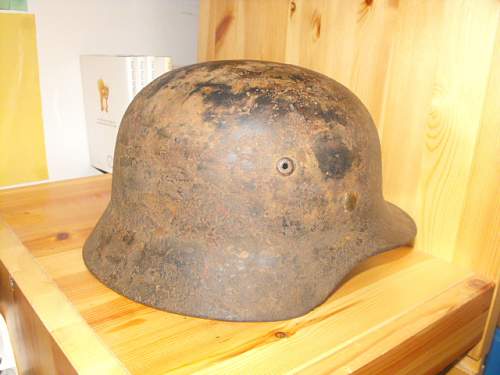 Single decal German Army helmet from St Lo.