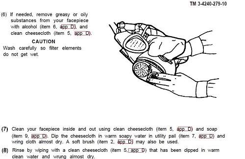Cleaning M17 gas mask