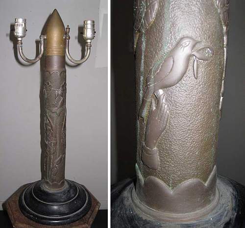 WWI Trench Art - Artillery Shell Lamp Needs TLC