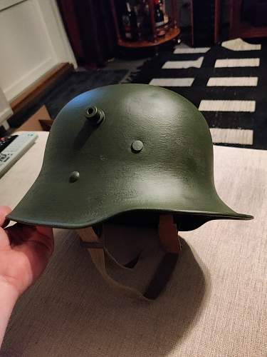 A restored Austro-Hungarian M17 helmet (Finnish issued)