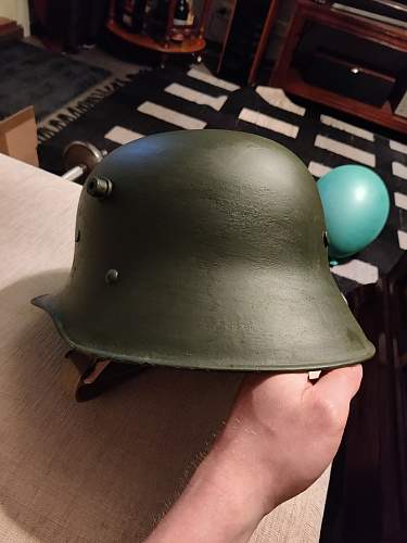 A restored Austro-Hungarian M17 helmet (Finnish issued)