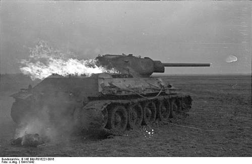 T 34, action, abandoned and destroyed tanks
