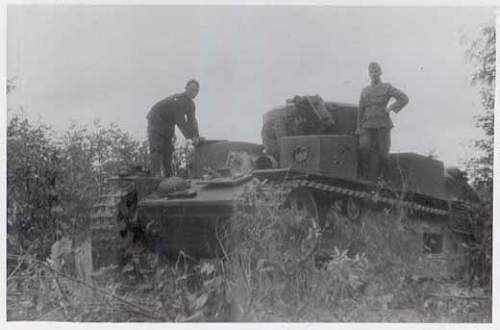 Soviet Russian T 28 tanks destroyed and abandoned by Red Army