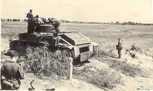 Soviet Russian T 28 tanks destroyed and abandoned by Red Army