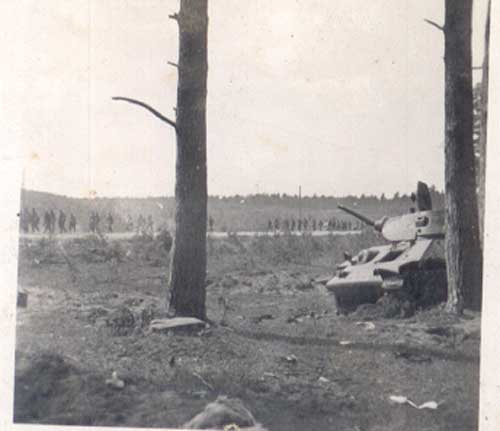 T 34, action, abandoned and destroyed tanks