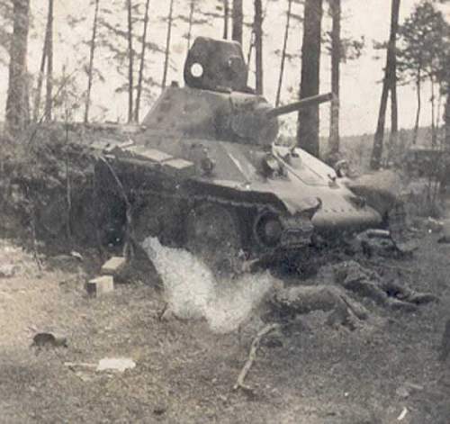 T 34, action, abandoned and destroyed tanks