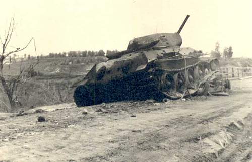 T 34, action, abandoned and destroyed tanks