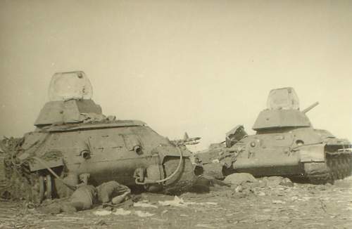 T 34, action, abandoned and destroyed tanks