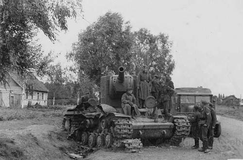 KV 2 Soviet Russian tanks, abandoned and destroyed