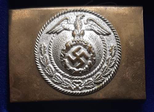 Unmarked brass SA buckle mobile swastika