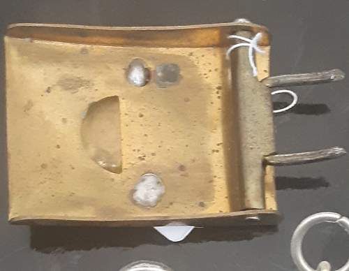 Unmarked brass SA buckle mobile swastika