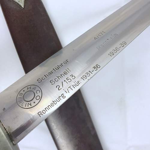 Looking for info related to personalized SA dagger blade...