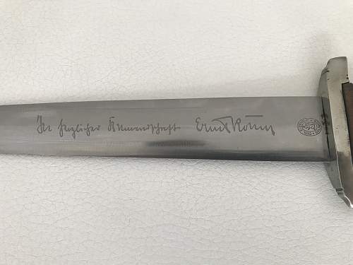 SA dagger with Ernst Röhm honor inscription