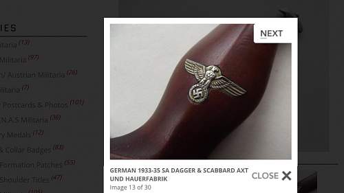 German 1933-35 sa dagger &amp; scabbard axt und hauerfabrik