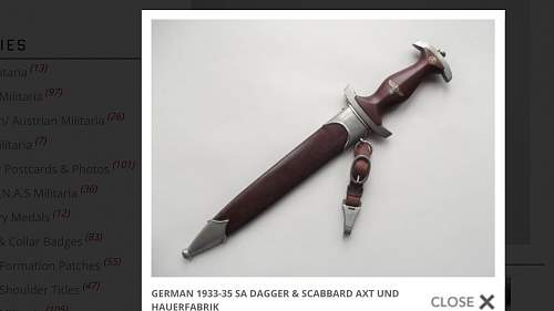 German 1933-35 sa dagger &amp; scabbard axt und hauerfabrik